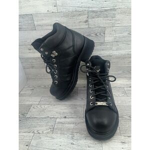 Thorogood Black Leather Lace Up Ankle Work Boots Mens‎ 7.5 Wide Womens 9.5 Wide